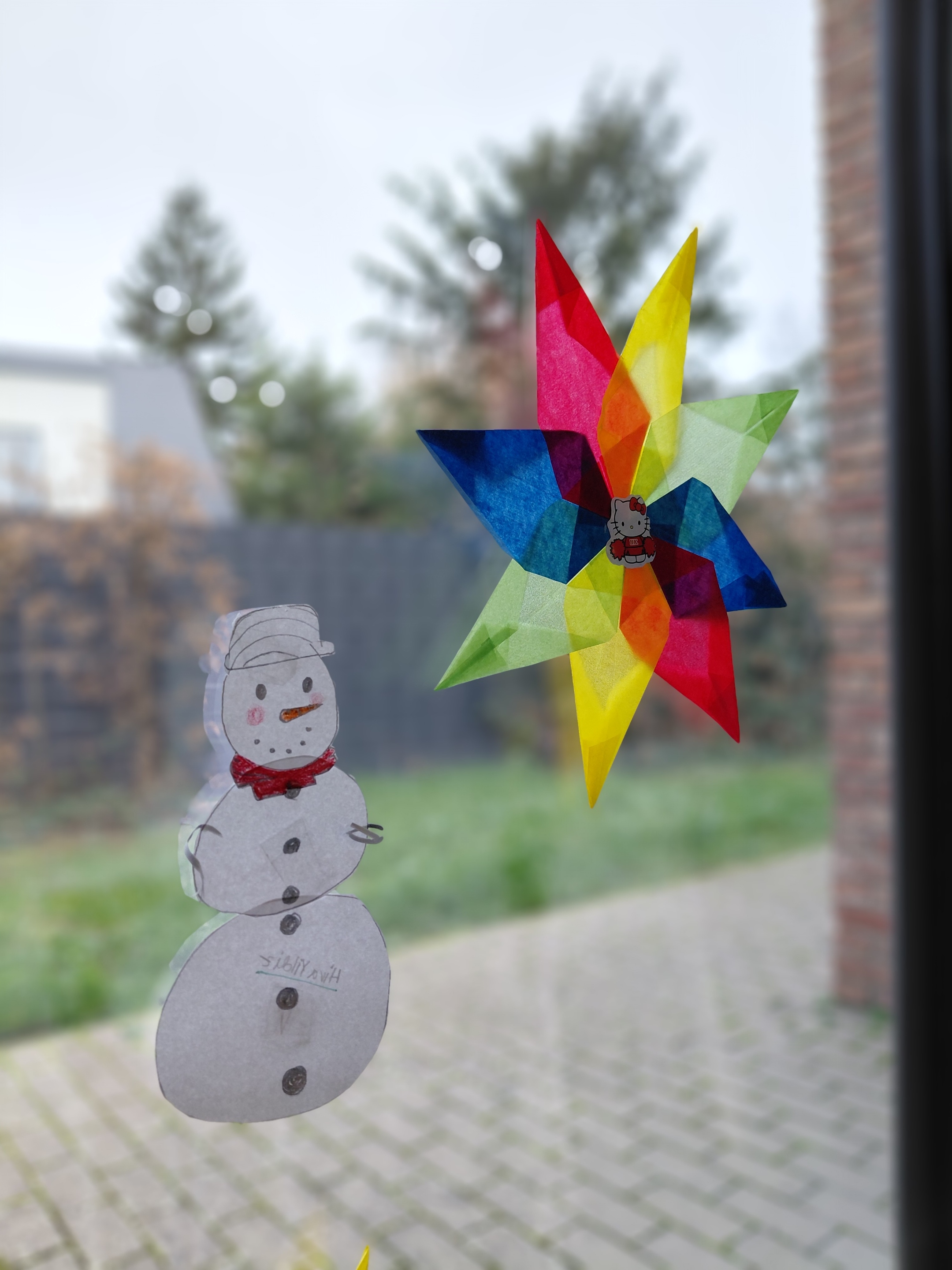 Fenster Stern und Schneemann